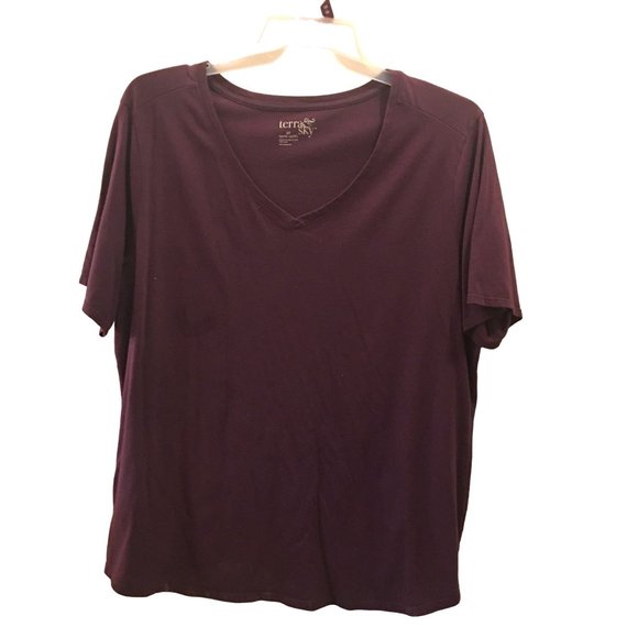 Terra & Sky Tops - Terra & Sky Purple V Neck Short Sleeve T Shirt Size 2X